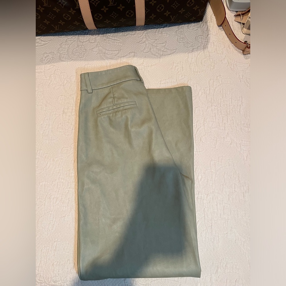 7 For All Mankind seafoam colored leather crop pants